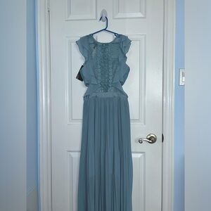 Blue flowy floorlength dress NWT | greek goddess, ethereal